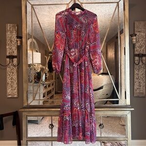 Elegant Paisley Print Maxi Dress
